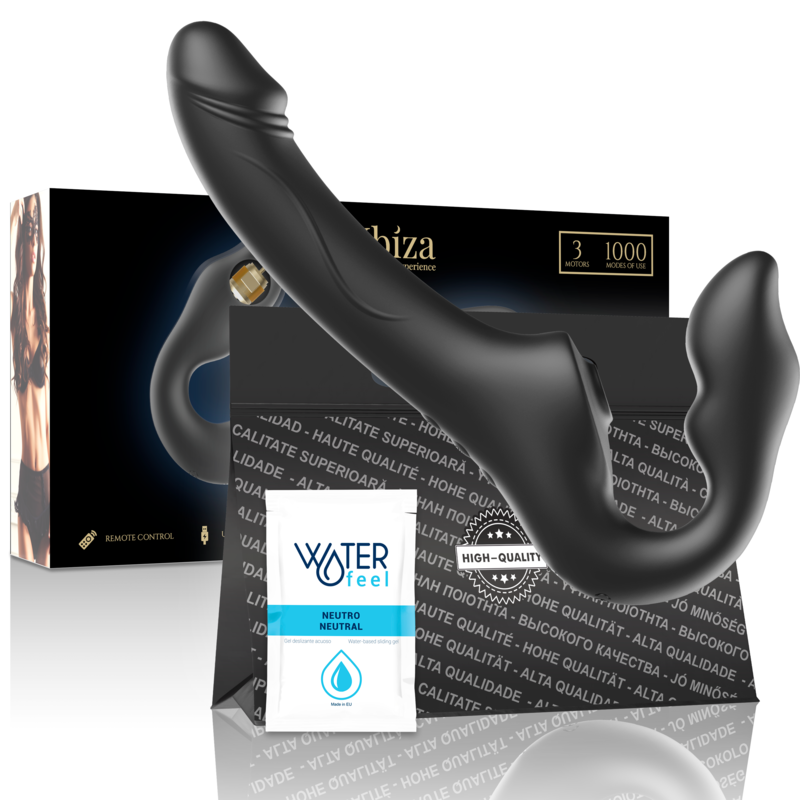 IBIZA - VIBRATEUR SANS STRAPLESS À TÉLÉCOMMANDE 3 MOTEURS 1000 COMBINAISONS.