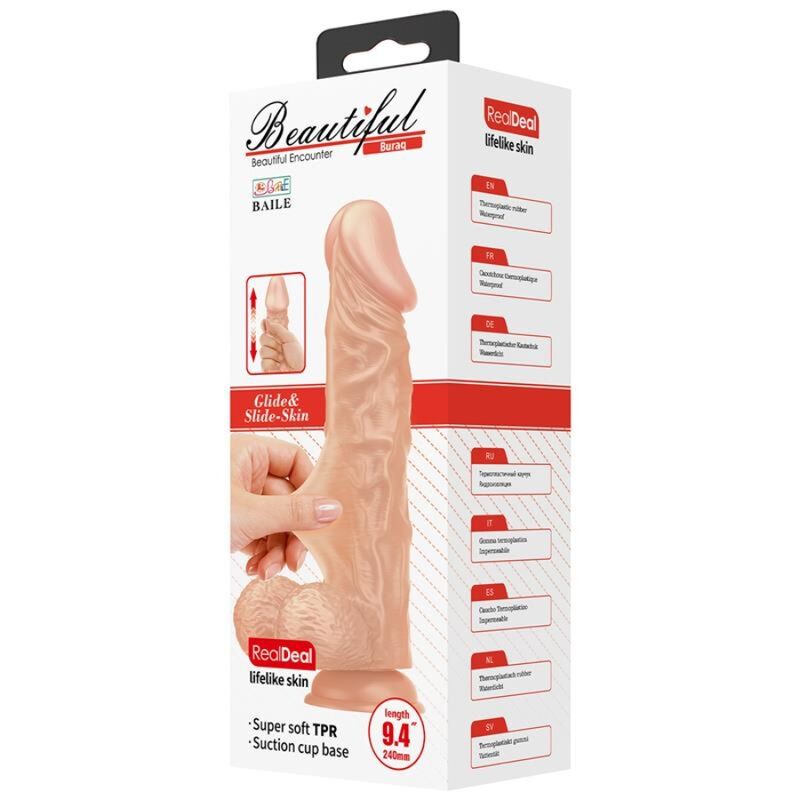 BAILE - BEAUTIFUL ENCOUNTER BURAQ FLEKSIBEL REALISTISK DILDO 24 CM NATURLIG