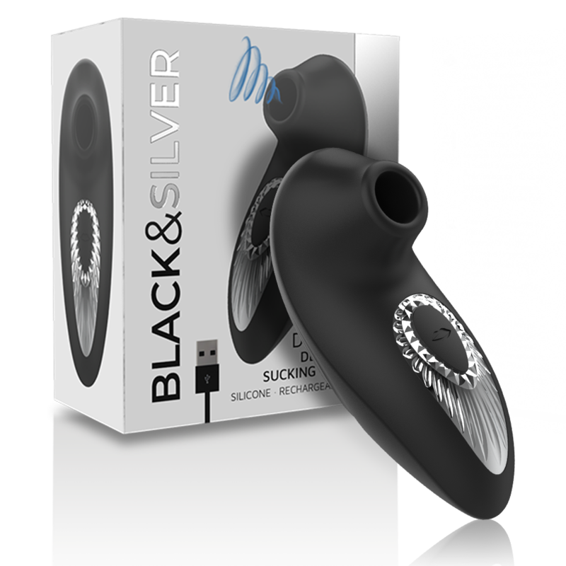 BLACK&SILVER - DRAKE DELUXE VIBRATEUR À SUCER RECHARGEABLE EN SILICONE NOIR