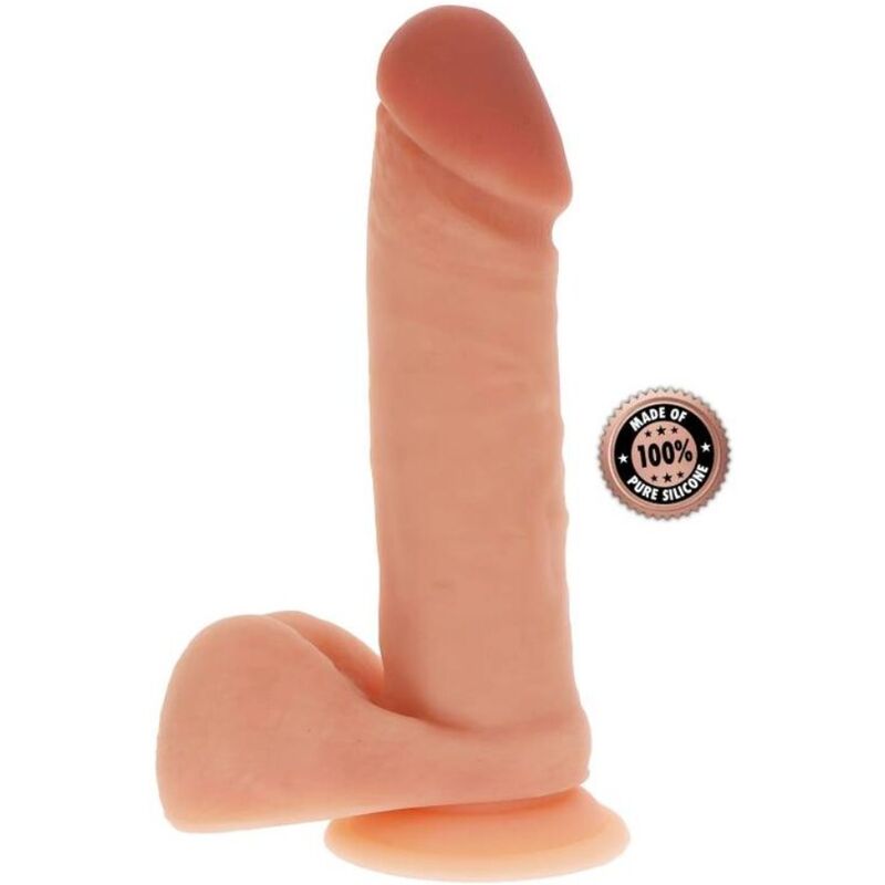 BLI RIGTIG - SILIKONE DILDO 20,5 CM W BALLS SKIN