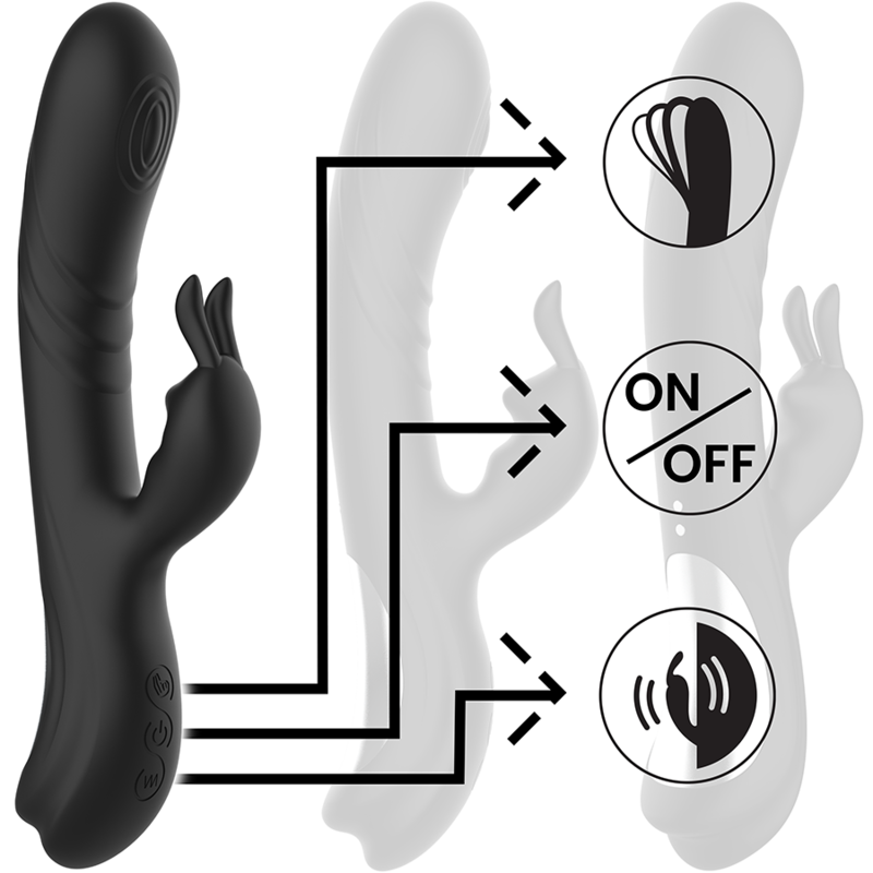 SORT&SØLV - JAMIE GENOPLADELIG SILIKONE KANINSTIMULATOR SORT