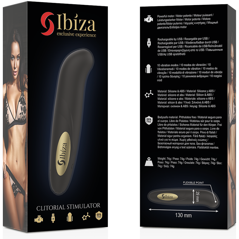 IBIZA - STIMULATEUR DE CLITO CHARGEUR USB 10 MODES DE VIBRATIONS DORÉ 13 X 2,9