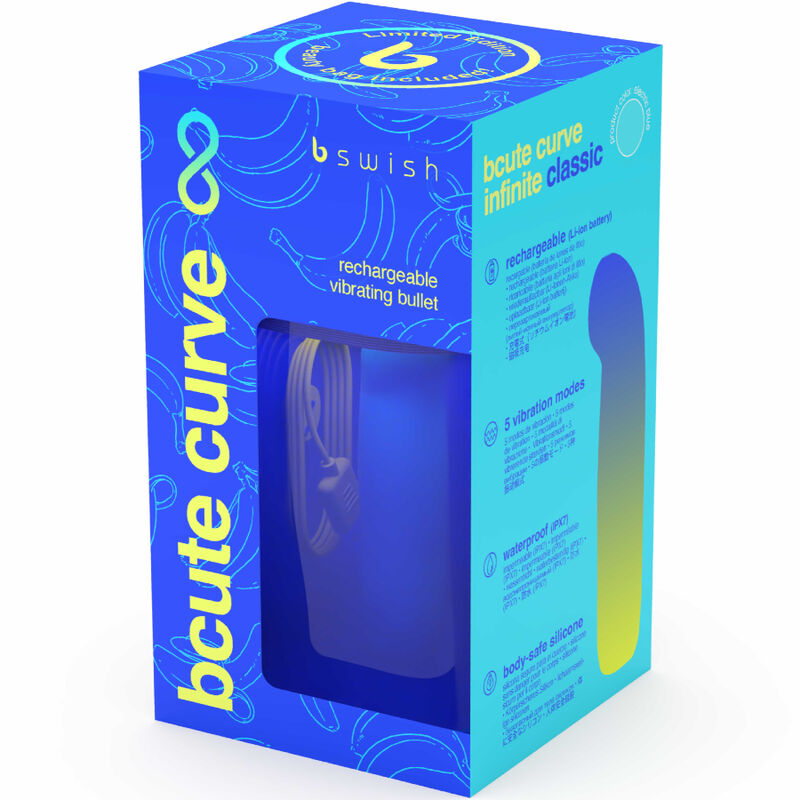 B SWISH - BCUTE CURVE INFINITE CLASSIC ÉDITION LIMITÉE VIBRATEUR RECHARGEABLE EN SILICONE BLEU