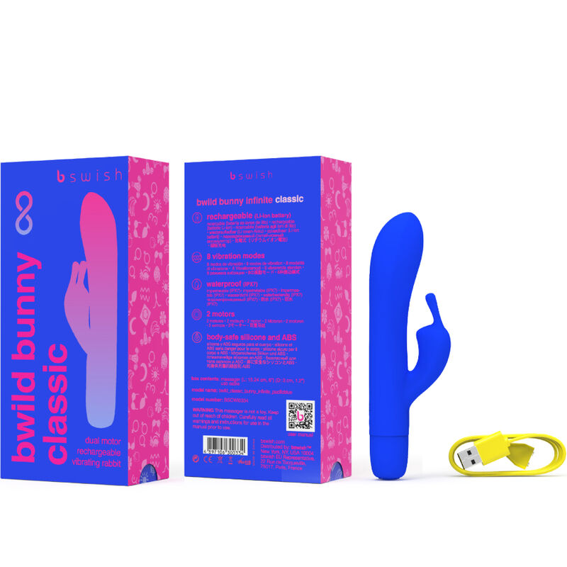 B SWISH - BWILD BUNNY UENDELIG KLASSISK GENOPLADELIG VIBRATOR BLÅ SILIKONE