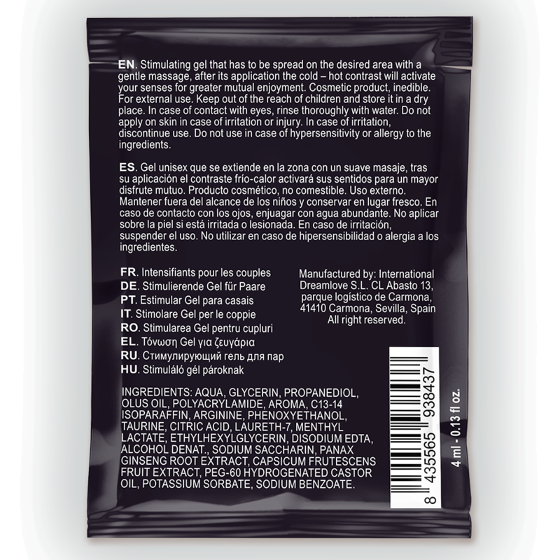 SPARTAN - MANDLIG ENHANCER GEL HOT-KOLD EFFEKT 100 % VEGAN 4ML