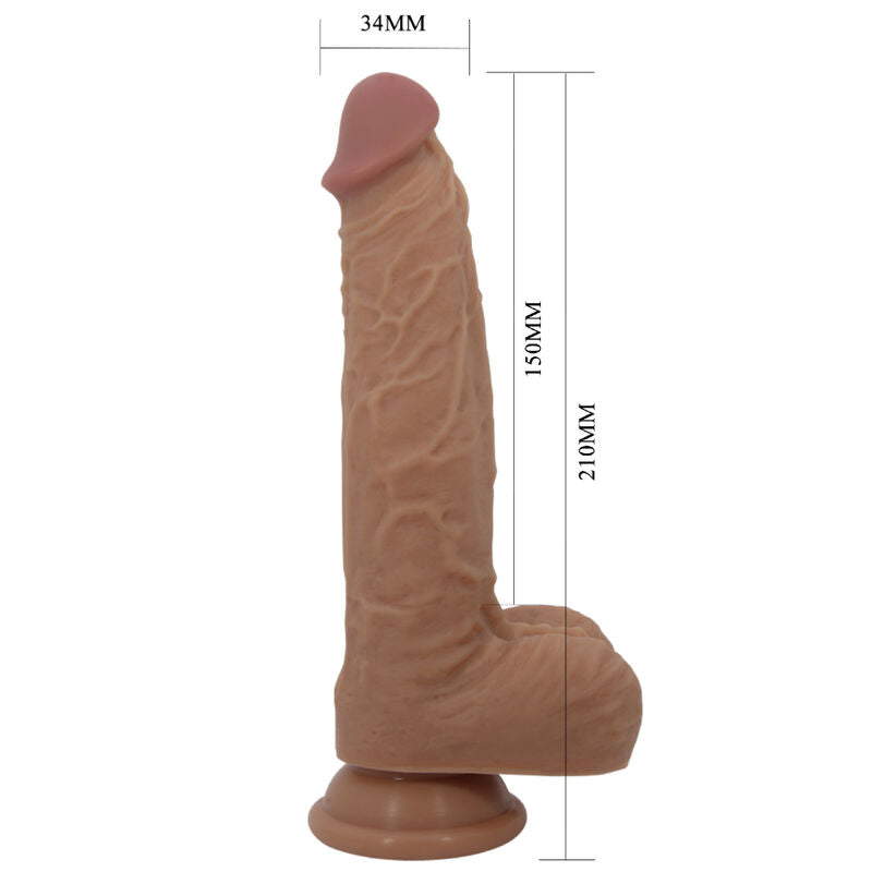 PRETTY LOVE - JONATHAN SILIKONE DILDO 3 VIBRATIONER + 3 INDSÆTNINGSMÅL FJERNBETJENING 21 CM