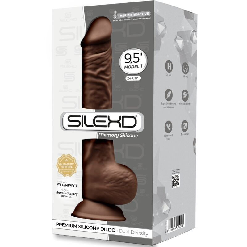 SILEXD - MODEL 1 REALISTISK PENIS PREMIUM SILEXPAN SILIKONEBRUN 24 CM