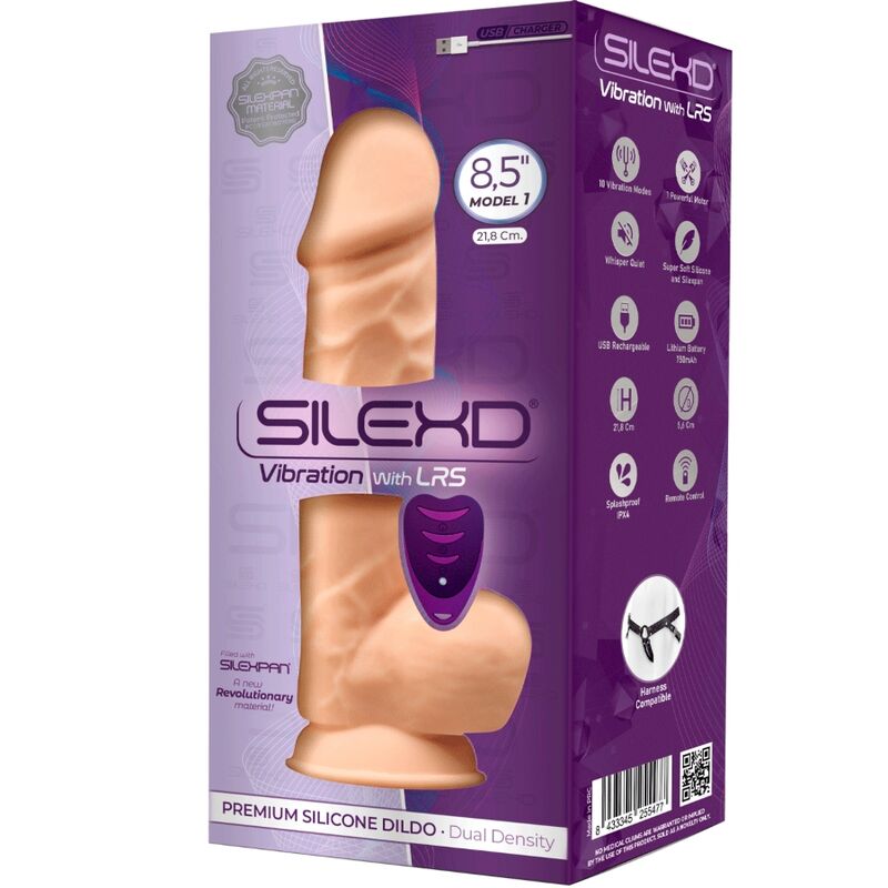 SILEXD - MODEL 1 REALISTISK PENISVIBRATOR SILIKONE PREMIUM SILEXPAN FJERNBETJENING 21,8 CM