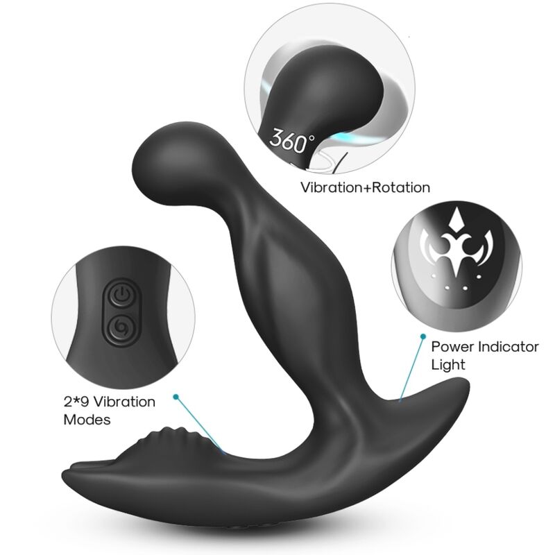 ARMONY - BAT KING VIBRATEUR ANAL ROTATEUR DE PROSTATE TÉLÉCOMMANDE NOIR
