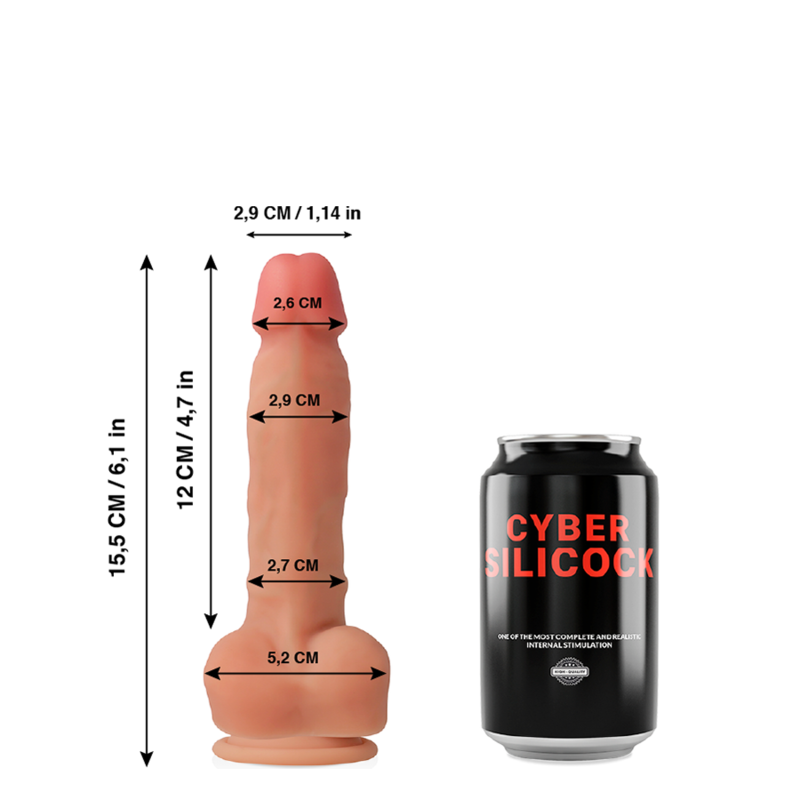 CYBER SILICOCK - ANSEL ULTRA REALISTISK BLØD FLYDENDE SILIKONE 15,5 CM -O- 2,9 CM