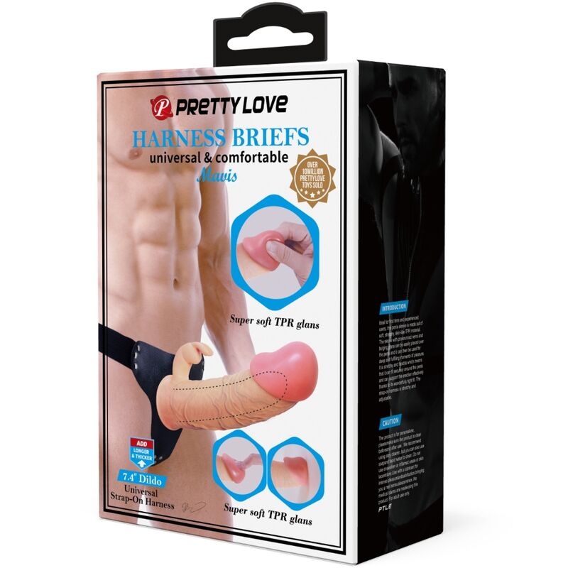 PRETTY LOVE - MAVIS SELE UNIVERSAL BRIEFS MED DILDO 19 CM NATURAL