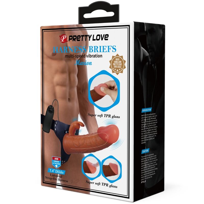 PRETTY LOVE - MARION SELE UNIVERSAL BRIEFS MED VIBRATION DILDO 19 CM BRUN