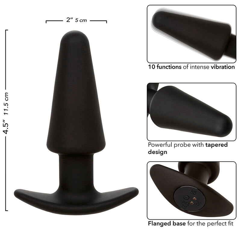 CALEXOTICS - ROCK BUND TAPERED ANAL PLUG 10 VIBRACIONES SILIKONE SORT