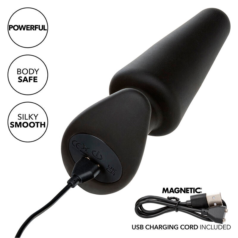 CALEXOTICS - ROCK BUND TAPERED ANAL PLUG 10 VIBRACIONES SILIKONE SORT
