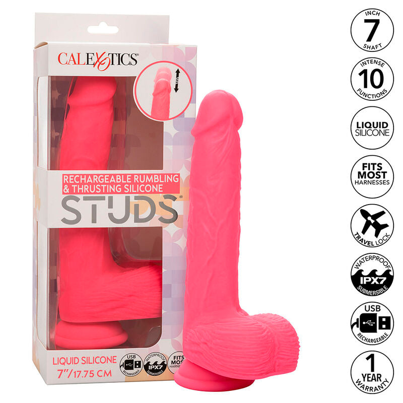 CALEXOTICS - VIBRATEUR RÉALISTE À CLOUS 10 VIBRATIONS ROSE