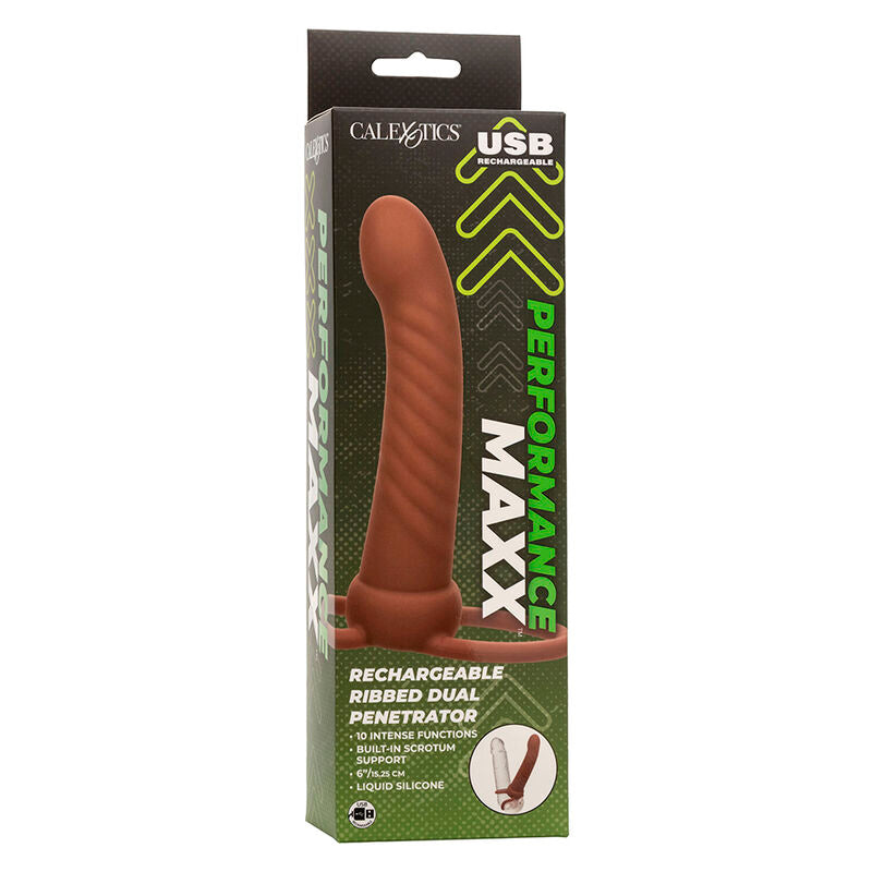 CALEXOTICS - MAXX RIBBET DUAL PENETRATOR 10 VIBRATIONER BRUN
