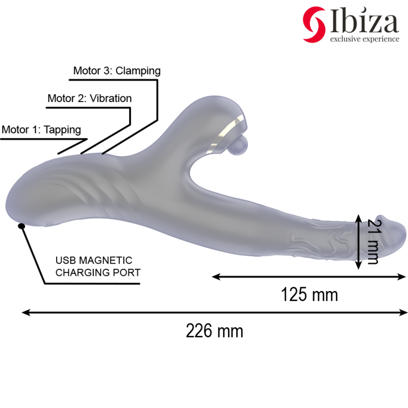 IBIZA - TO DRAGER DOBBELT VIBRATOR SORT