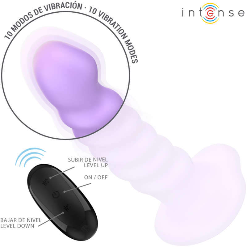 INTENSE - BRENDA VIBRATOR STØRRELSE M SPIRAL DESIGN 10 VIBRATIONER LILLA FJERNBETJENING