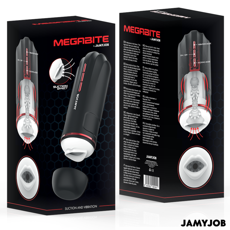 JAMYJOB - MEGABITE AUTOMATIC MOUTH MASTURBATOR 5 SUGE- OG VIBRATIONSFUNKTIONER