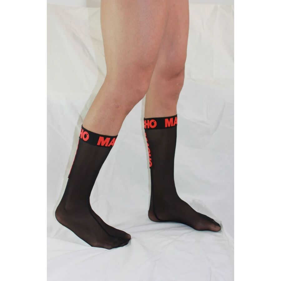 MACHO - THIN SOCKS ONE SIZE BLACK/RED
