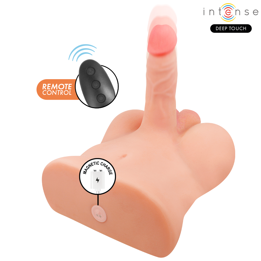 INTENSE DEEP TOUCH - DAMIEN TORSO WITH ANUS AND REALISTIC DILDO WITH PUSHING AND VIBRATION REMOTE CONTROL 3.5 KG