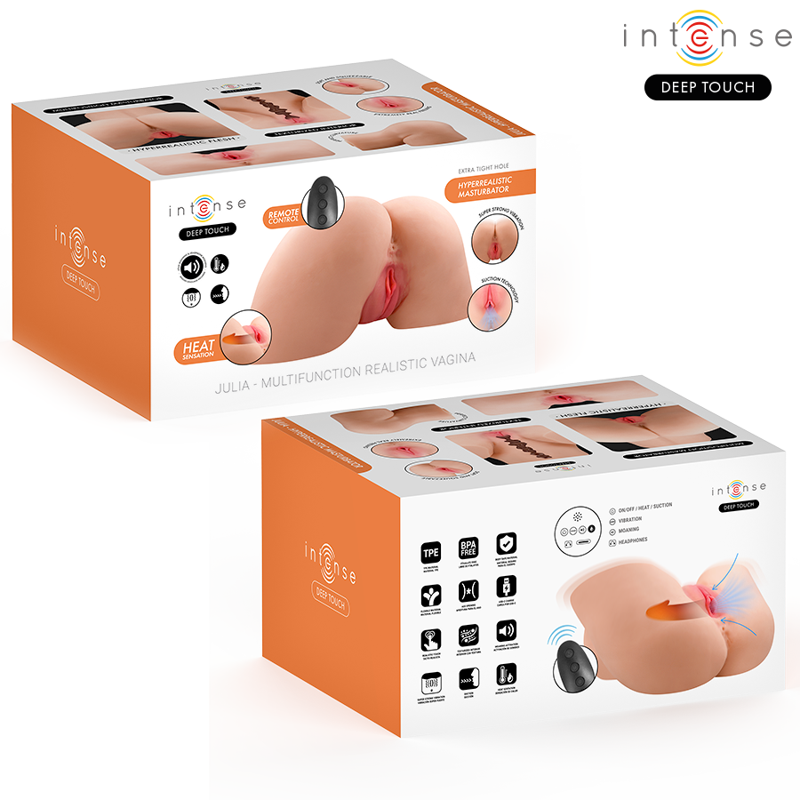 INTENSE DEEP TOUCH - JULIA ANAL AND VAGINAL MASTURBATOR WITH SUCTION, HEAT, VIBRATION AND VOICE EFFECTS WITH REMOTE CONTROL 9 KG