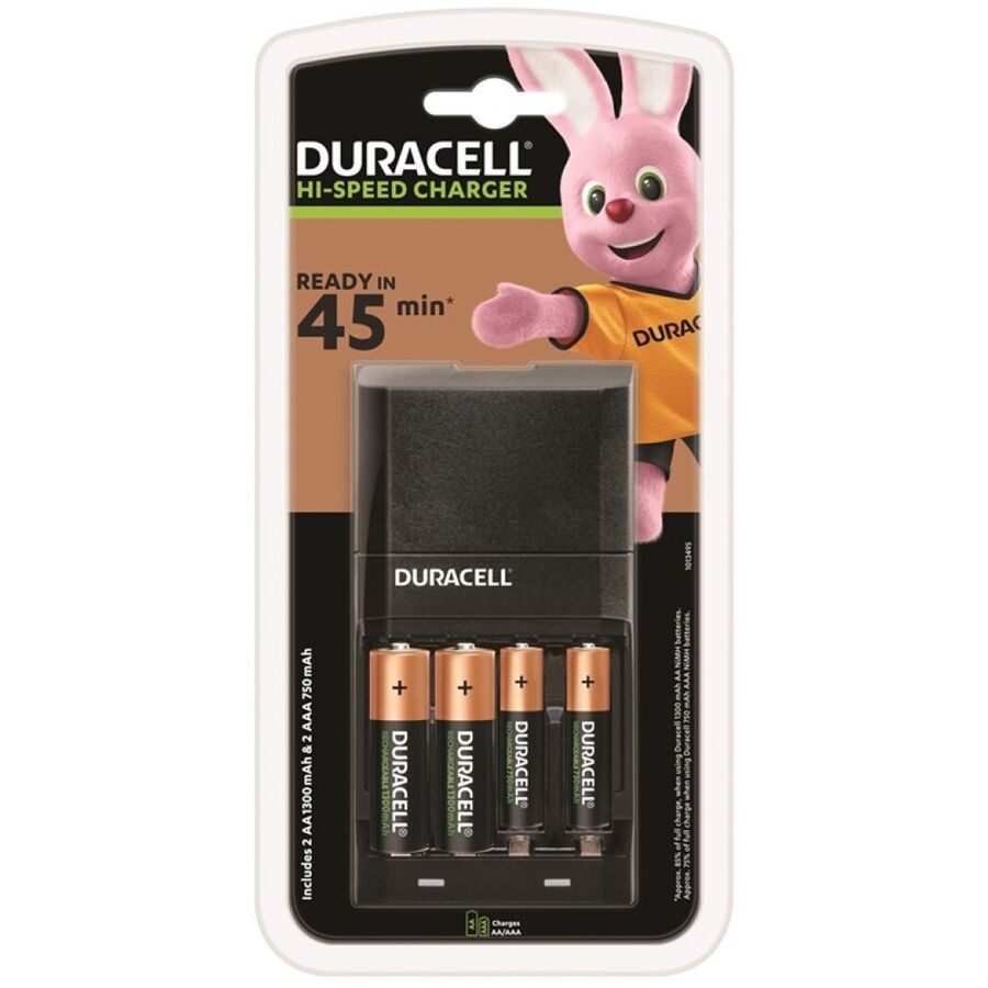 DURACELL - OPLADER 45MIN. + 2xAA 1700mAh + 2xAAA 750mAh
