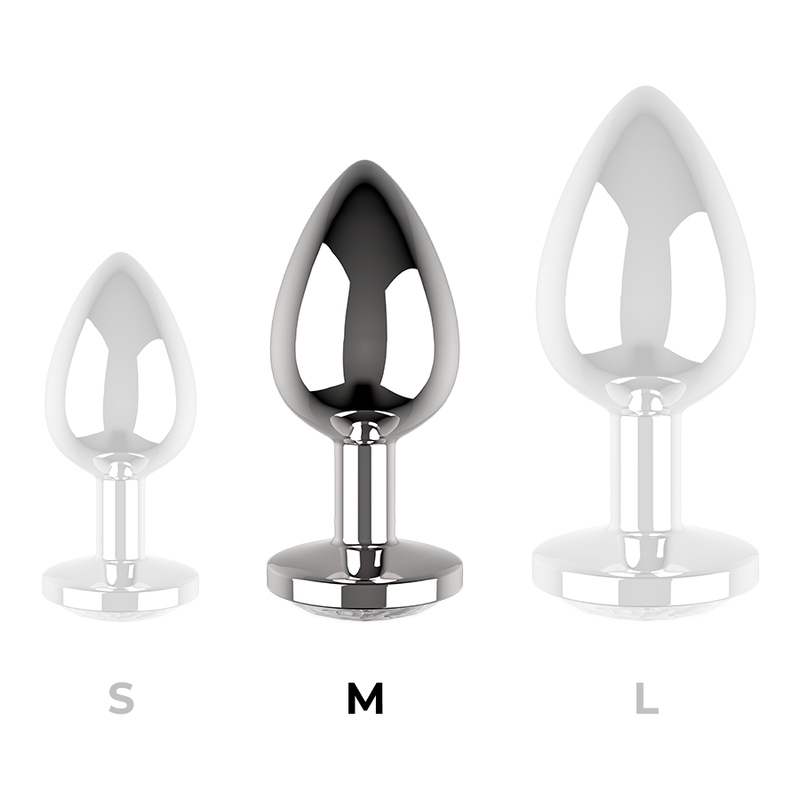 COQUETTE CHIC DESIRE - PLUG ANAL MÉTAL COULEUR TRANSPARENT TAILLE M 3,5 X 8 CM