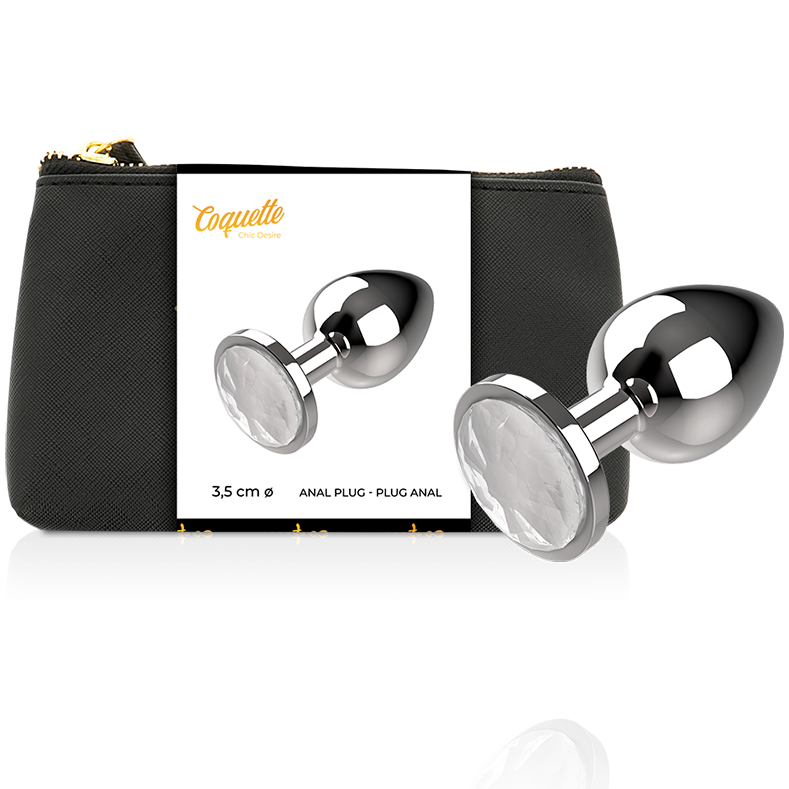 COQUETTE CHIC DESIRE - PLUG ANAL MÉTAL COULEUR TRANSPARENT TAILLE M 3,5 X 8 CM