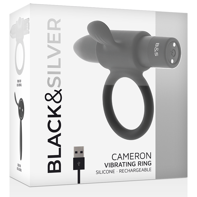 BLACK&SILVER - BAGUE RECHARGEABLE CAMERON BLACK