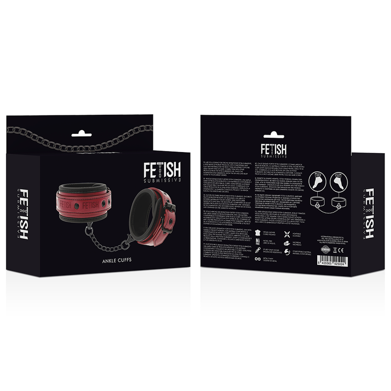 FETISH UNDERLAGT MØRKT VÆRELSE - VEGANSK LÆDERANKELHÅNDJÆR MED NEOPRENFORING