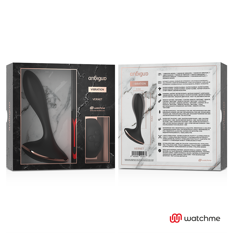 ANBIGUO - WATCHME FJERNBETJENING VIBRATOR ANAL STIK VERNET