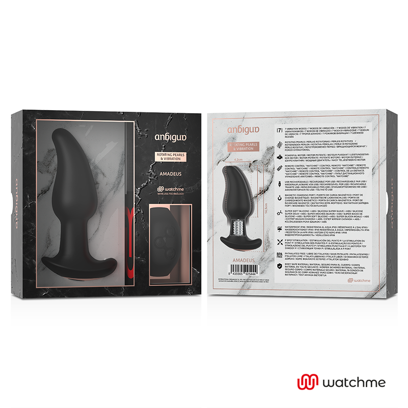 ANBIGUO - WATCHME FJERNBETJENING ANAL STIK VIBRATOR MED ROTATION AF AMADEUS PERLER
