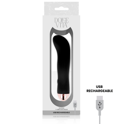 DOLCE VITA - GENOPLADELIG VIBRATOR TO SORT 7 SPEED