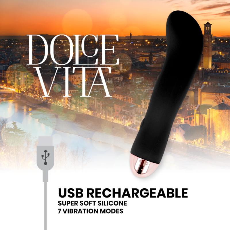 DOLCE VITA - GENOPLADELIG VIBRATOR TO SORT 7 SPEED