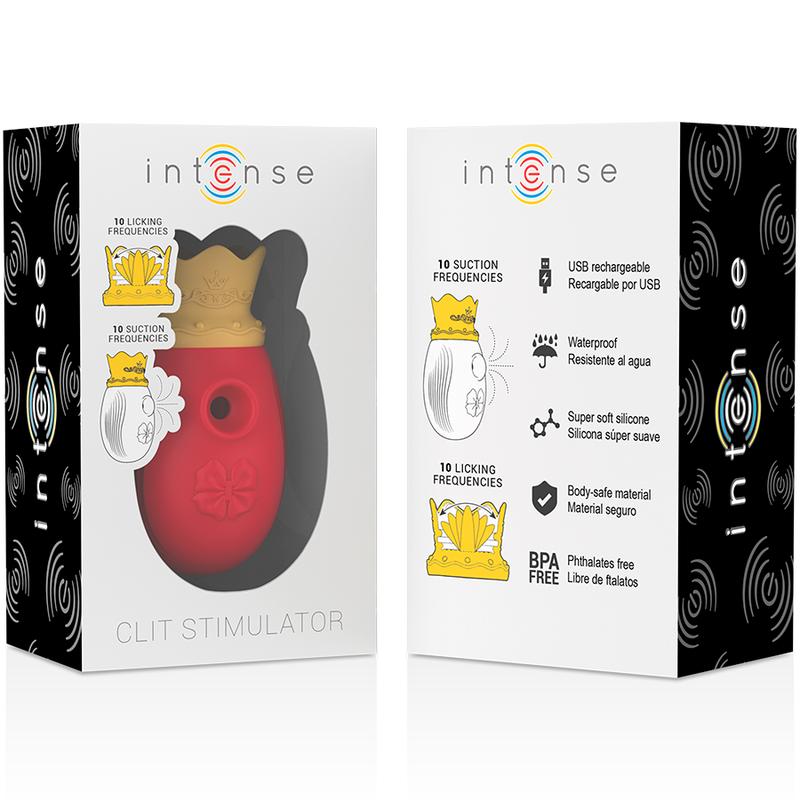 INTENSE - CLIT STIMULATOR 10 slikke- og sugefrekvenser - RØD