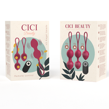 CICI BEAUTY - PREMIUM SILICONE 3 VIBRATENDE KEGEL BEADS FJERNBETJENING