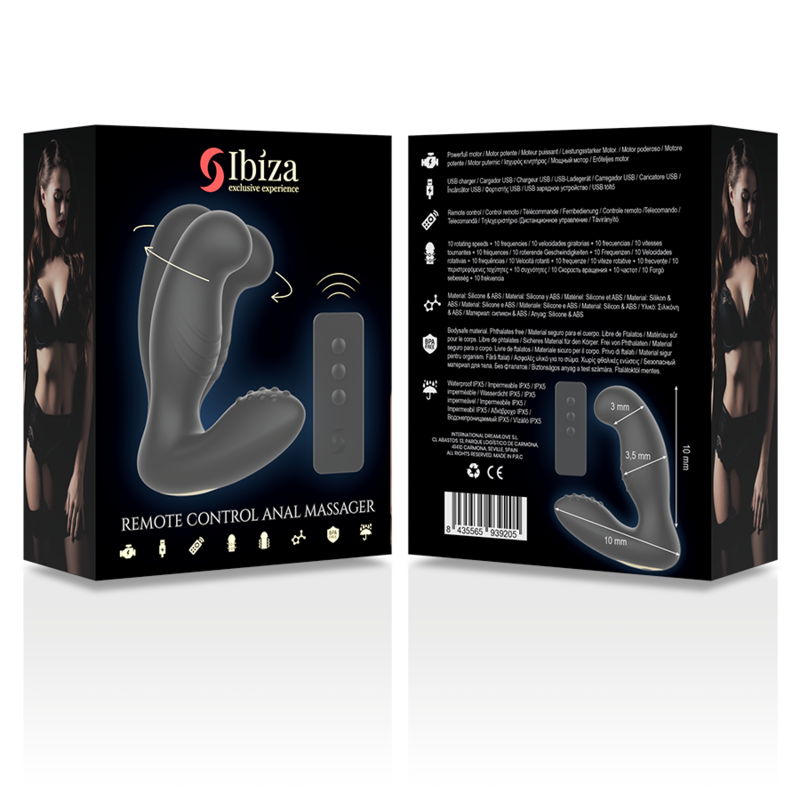 IBIZA - ANAL MASSAGER FJERNBETJENING 10 x 3,5 CM