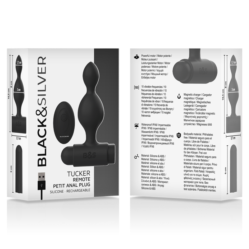 BLACK&amp;SILVER - TUCKER SMALL SILIKONE ANAL STIK FJERNBETJENING