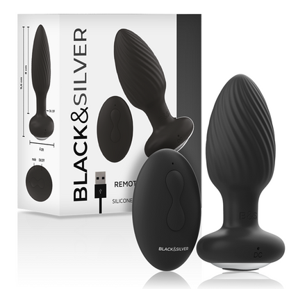 BLACK&amp;SILVER - BRØNDSTOP SILIKONE ANAL ROTATOR FJERNBETJENING