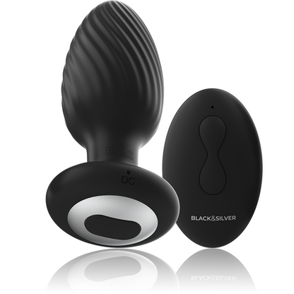 BLACK&amp;SILVER - BRØNDSTOP SILIKONE ANAL ROTATOR FJERNBETJENING