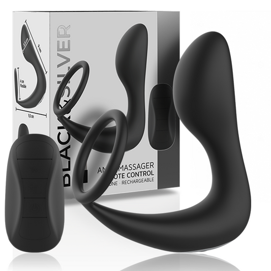BLACK&amp;SILVER - MASSEUR ANAL TÉLÉCOMMANDÉ RECHARGEABLE SILICONE NOIR