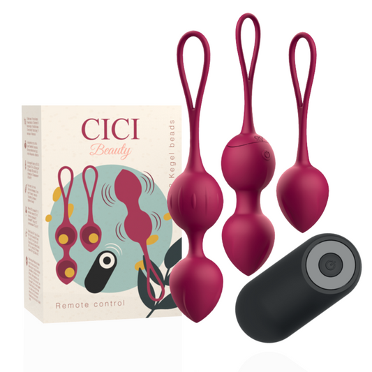 CICI BEAUTY - PREMIUM SILICONE 3 VIBRATENDE KEGEL BEADS FJERNBETJENING