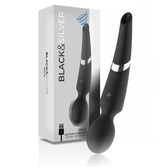SORT&amp;SØLV - BECK GENOPLADELIG SILIKONE MASSAGER OG SUGESORT
