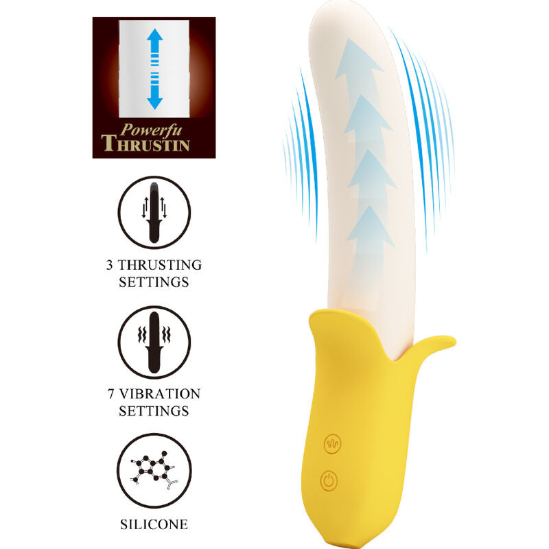 PRETTY LOVE - BANANA GEEK SUPER POWER 7 VIBRATIONER OP&amp;NED SILIKONE SORT