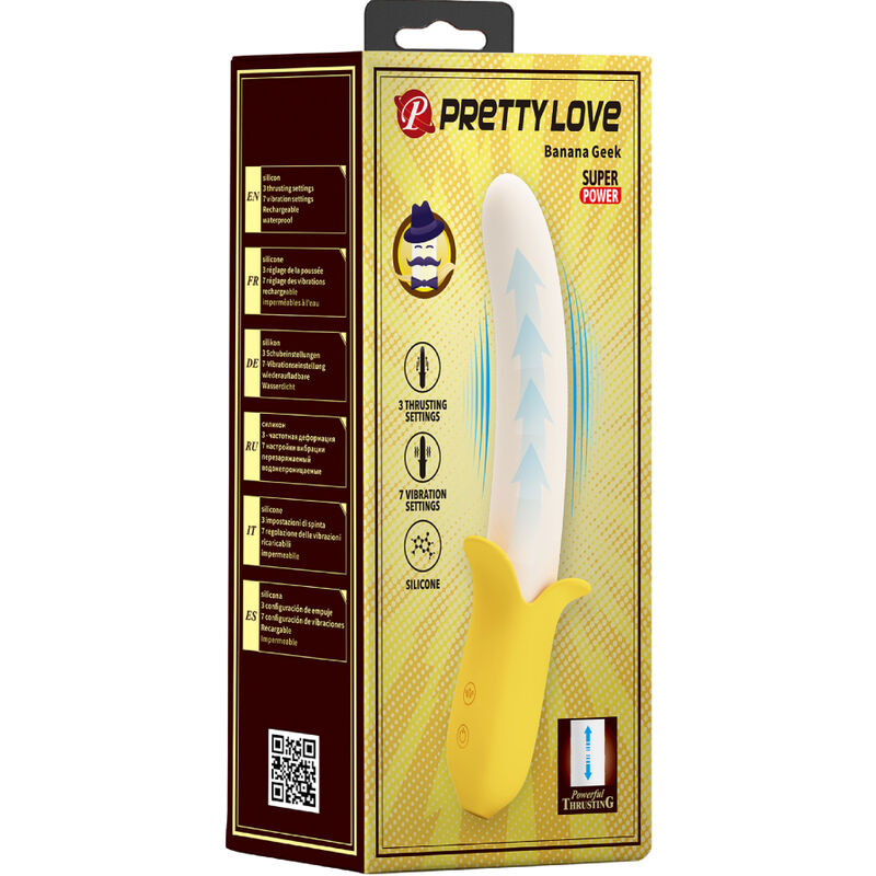 PRETTY LOVE - BANANA GEEK SUPER POWER 7 VIBRATIONER OP&amp;NED SILIKONE SORT