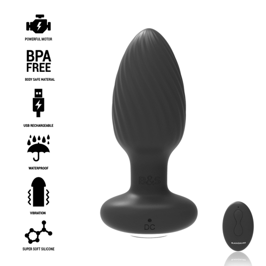 BLACK&amp;SILVER - BRØNDSTOP SILIKONE ANAL ROTATOR FJERNBETJENING