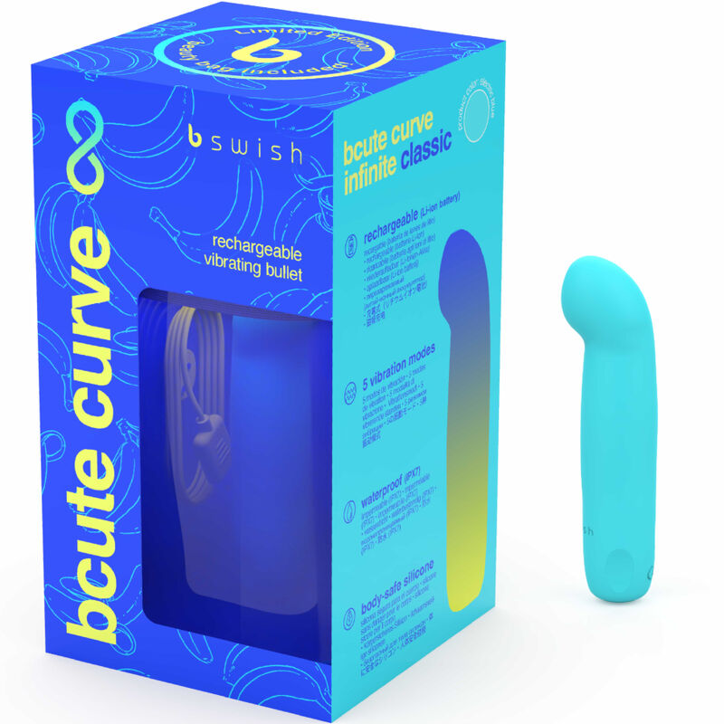 B SWISH - BCUTE CURVE INFINITE CLASSIC ÉDITION LIMITÉE VIBRATEUR RECHARGEABLE EN SILICONE BLEU