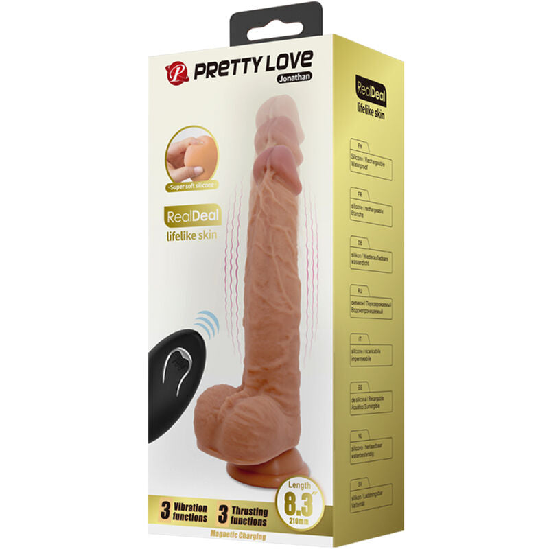 PRETTY LOVE - GODE SILICONE JONATHAN 3 VIBRATIONS + 3 MESURES D'INSERTION TÉLÉCOMMANDE 21 CM