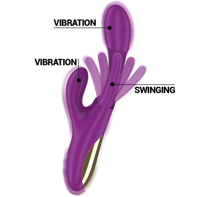 INTENSE - APOLO GENOPLADELIG MULTIFUNKTIONSVIBRATOR 7 VIBRATIONER MED SWINGING MOTION LILLA
